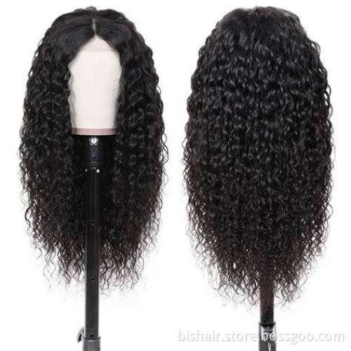 BIS Brazilian 100%  Human Hair 150 density 4*4 Water Wave Lace  Front Wigs  28 Inch Lace Closure Wigs Prepluck Natural Wet Wig